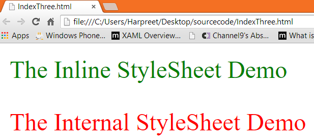 inline and internal style
